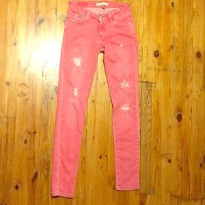 Free People Ripped Salmon Colored Skinny Jeans